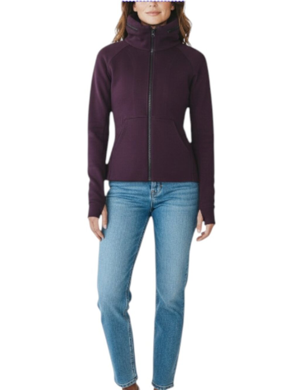 LULULEMON &Go Destination Full Zip Hoodie Sz 6 Burgundy Cotton/Fleece Outdoor